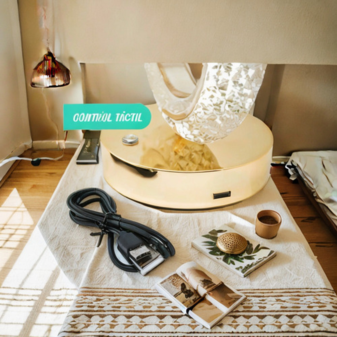 Velador Lámpara Cristal  Recargable Usb 3 Tonos Dorada 3