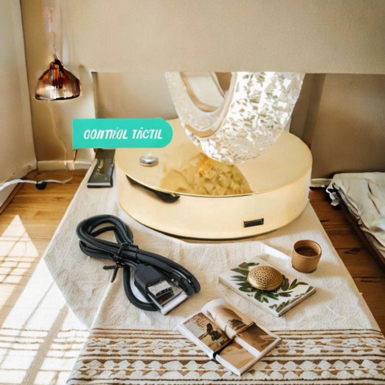 Velador Lámpara Cristal  Recargable Usb 3 Tonos Dorada 3