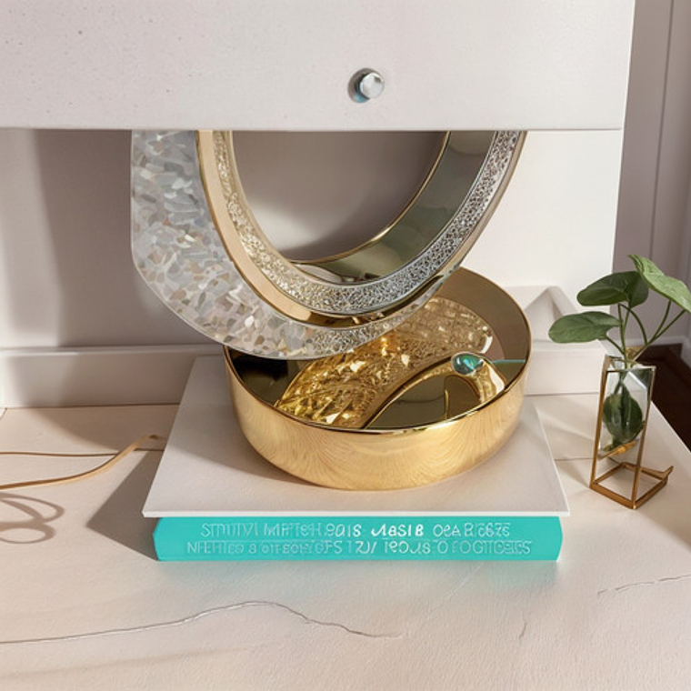 Velador Lámpara Cristal  Recargable Usb 3 Tonos Dorada 4