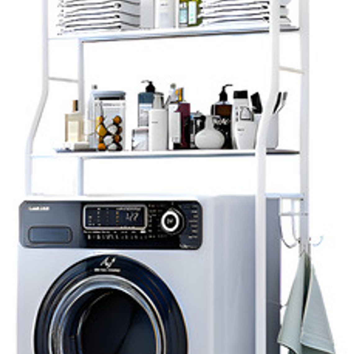 Organizador Estante De Lavadora Baño Metalico Rack 3 Niveles Color Blanca 1