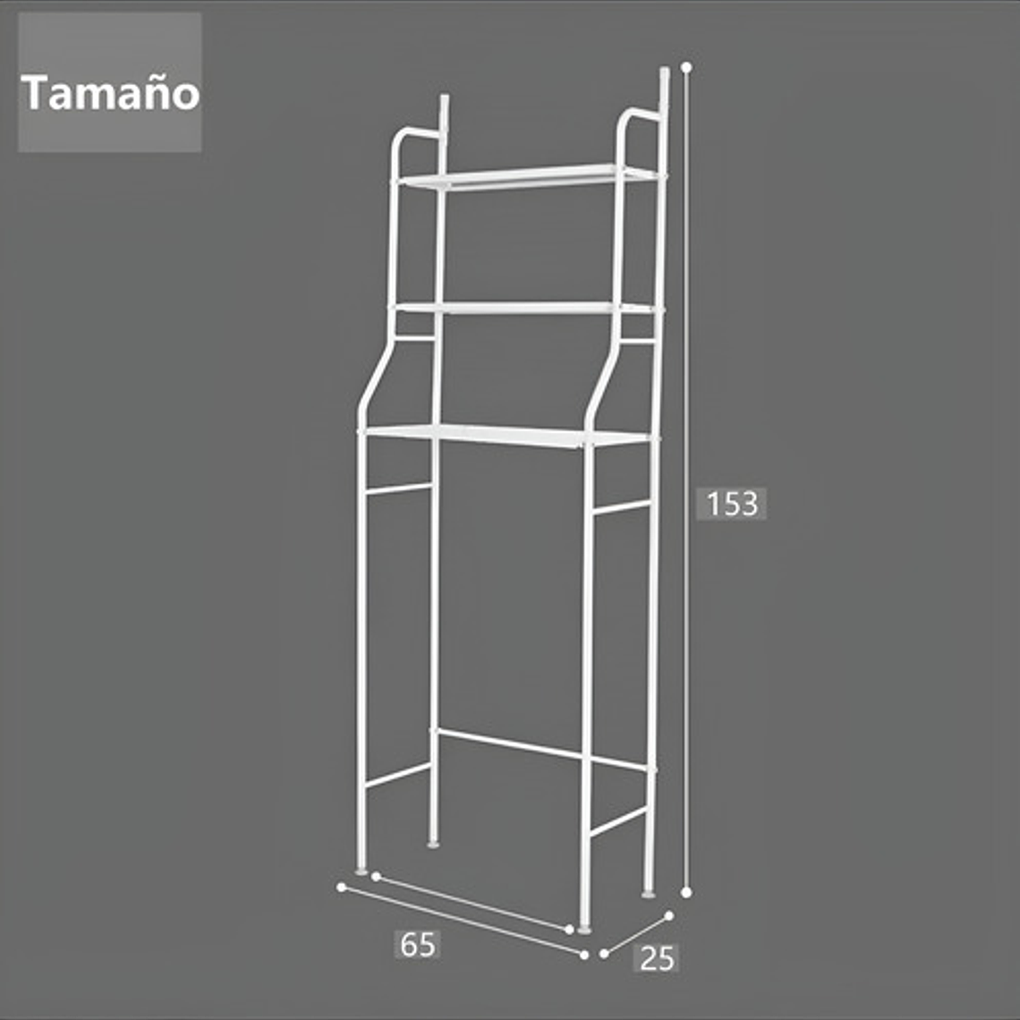 Organizador Estante De Lavadora Baño Metalico Rack 3 Niveles Color Blanca 3