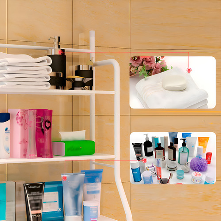 Organizador Estante De Lavadora Baño Metalico Rack 3 Niveles Color Blanca 12