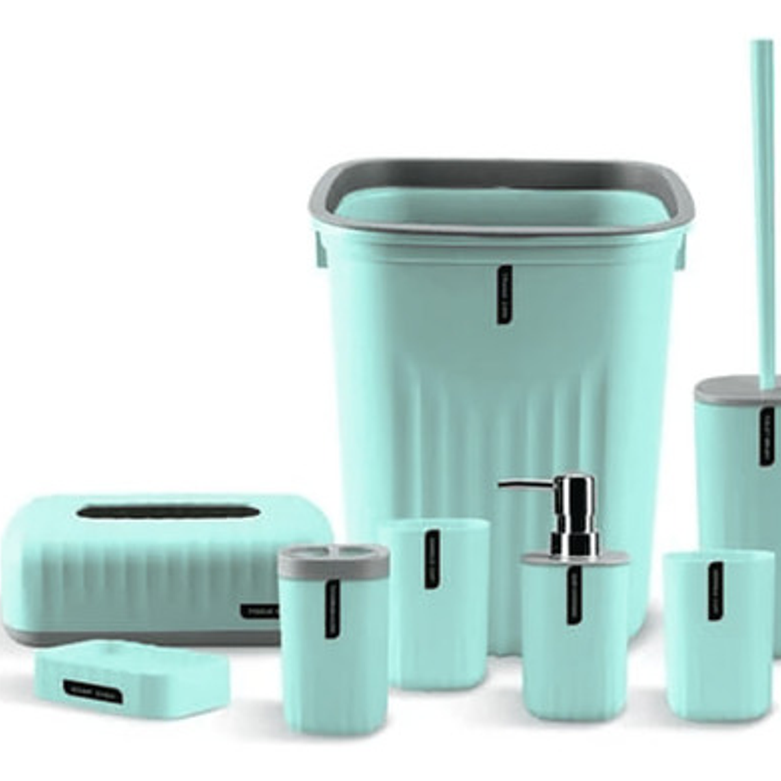 Juego Para Baño 6 Piezas Accesorio Bathroom Cuadrado Verde 1