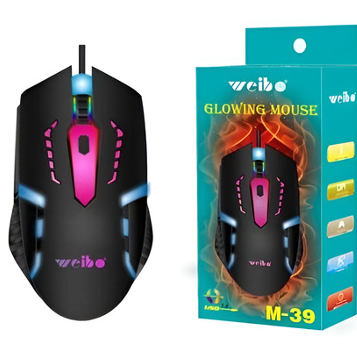 Mouse Gamer Weibo M-39 3200 Dpi 6 Botones Con Luces Usb Para Juegos 1