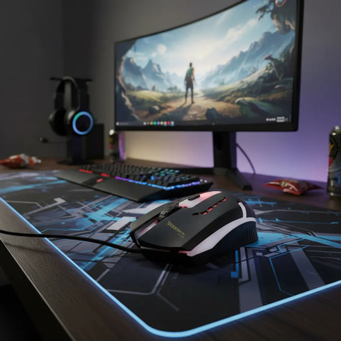 Mouse Gamer Weibo M-39 3200 Dpi 6 Botones Con Luces Usb Para Juegos 3