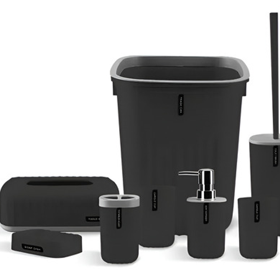 Juego Para Baño 6 Piezas Accesorio Bathroom Cuadrado Negro 1