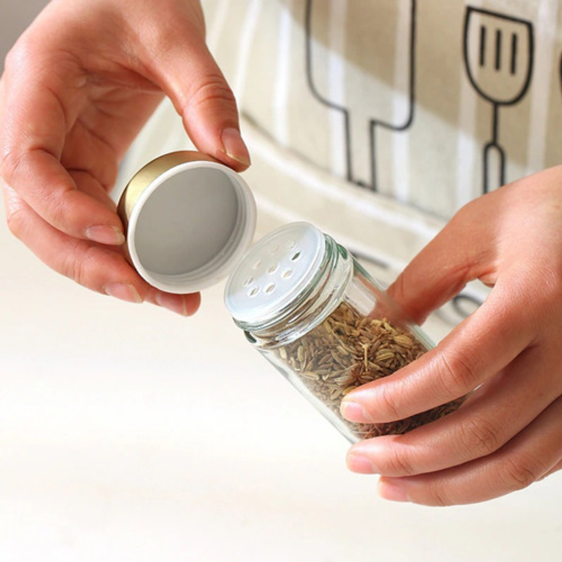 Especiero Giratorio Pettish Madera Bambú 3 Niveles 12 Frascos Vidrio Acero Dorado 3