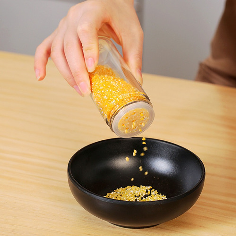 Especiero Giratorio Pettish Madera Bambú 3 Niveles 12 Frascos Vidrio Acero Dorado 5