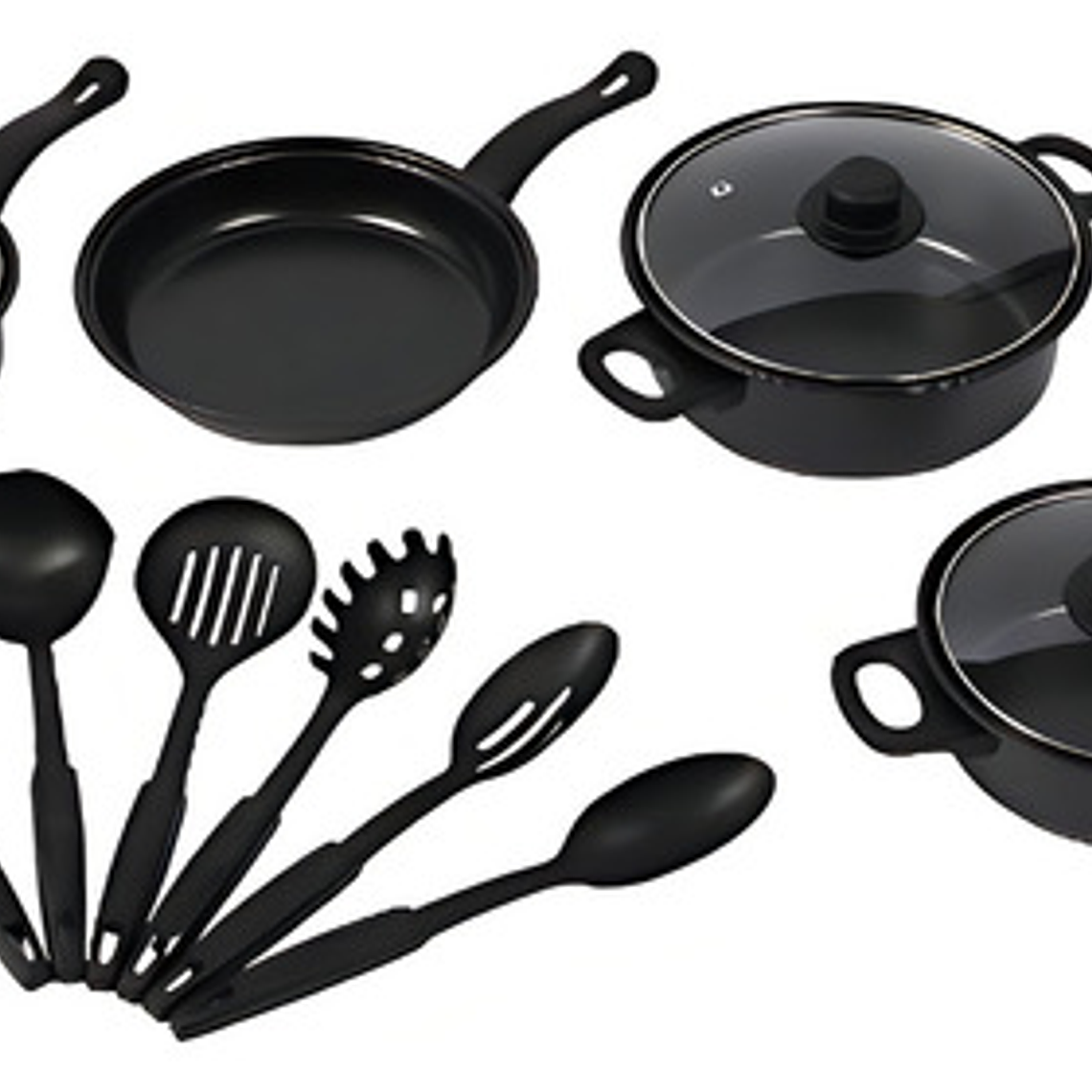 Set X 13 Piezas Batería Cocina Ollas Sartenes Antiadherentes Negro 1