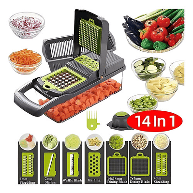 Mandolina Picador Cortador Rallador De Verduras 14 Piezas