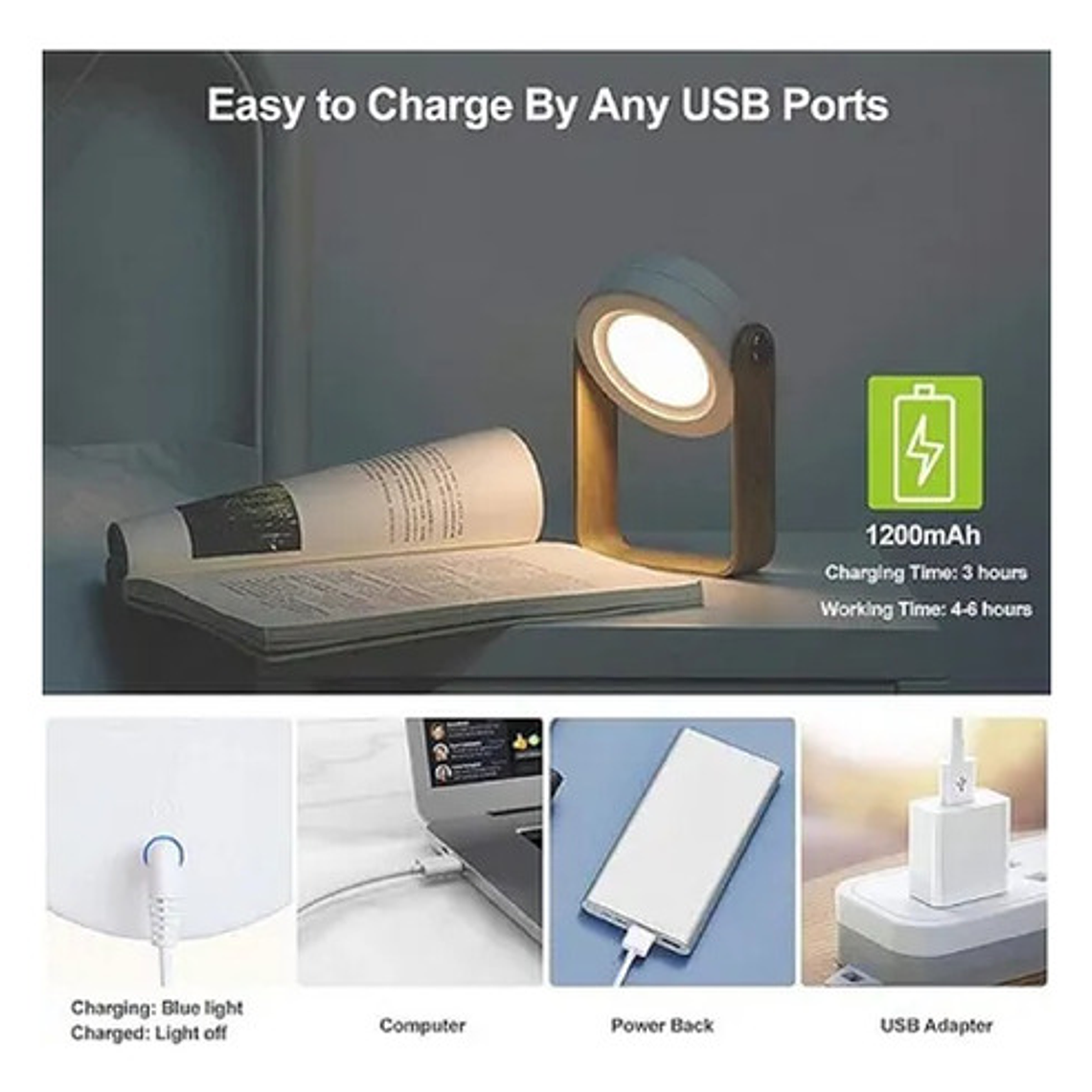 Luz Lectura Plegable Telescópica, Lámpara Linterna Colgante 3