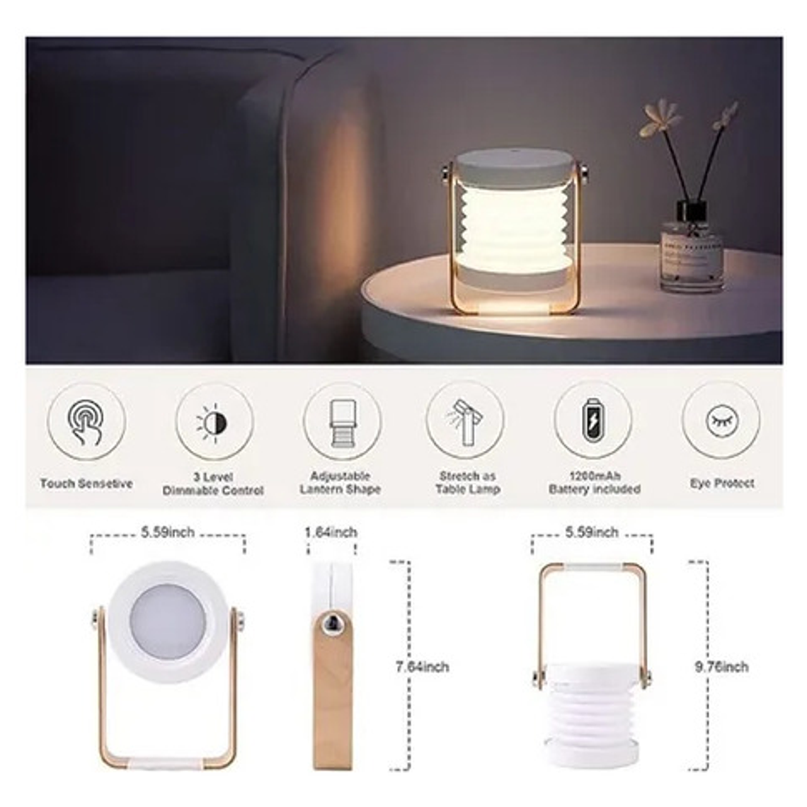 Luz Lectura Plegable Telescópica, Lámpara Linterna Colgante 7