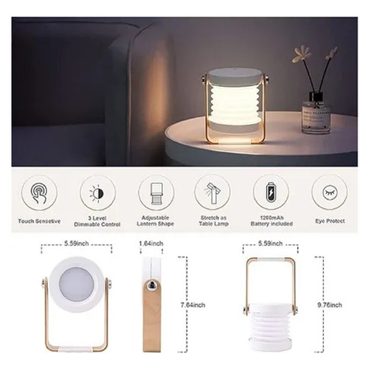 Luz Lectura Plegable Telescópica, Lámpara Linterna Colgante 7