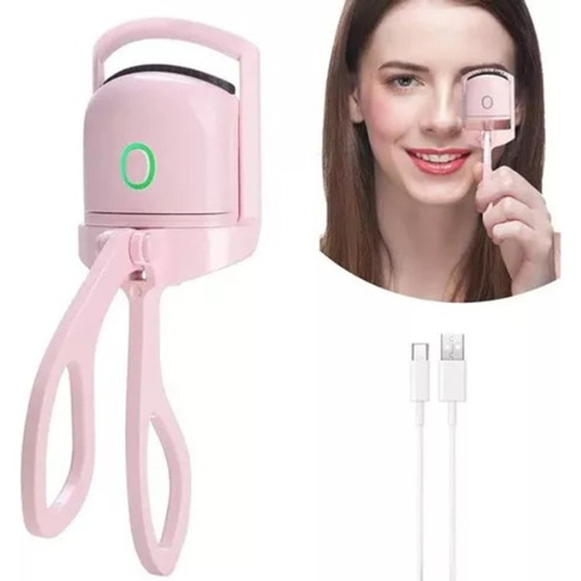 Rizador De Pestañas Eléctrico De Larga Duración Carga Usb Color Rosa 1