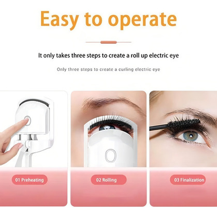 Rizador De Pestañas Eléctrico De Larga Duración Carga Usb Color Rosa 3