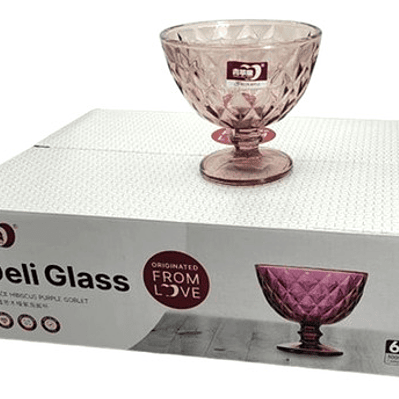 Copa Postre 300 Ml Vidrio Bordo Rombo Vintage X 6 Unidades