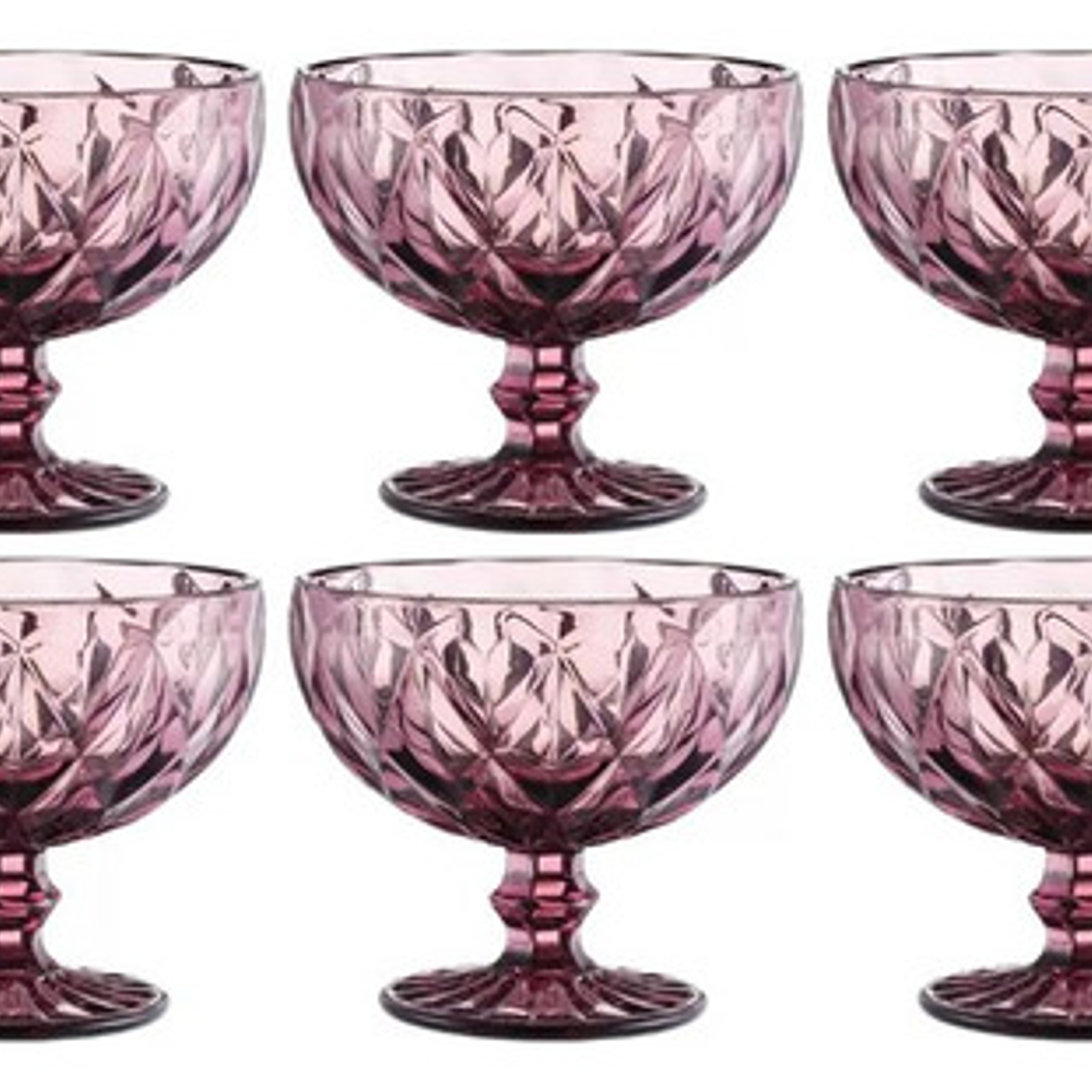 Copa Postre 300 Ml Vidrio Bordo Rombo Vintage X 6 Unidades 2