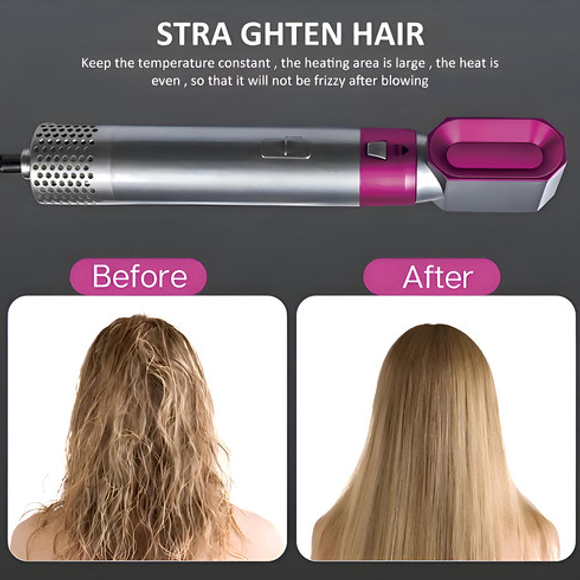 Cepillo Secador/alisador/voluminizador Genérica 5en1 Lila 6