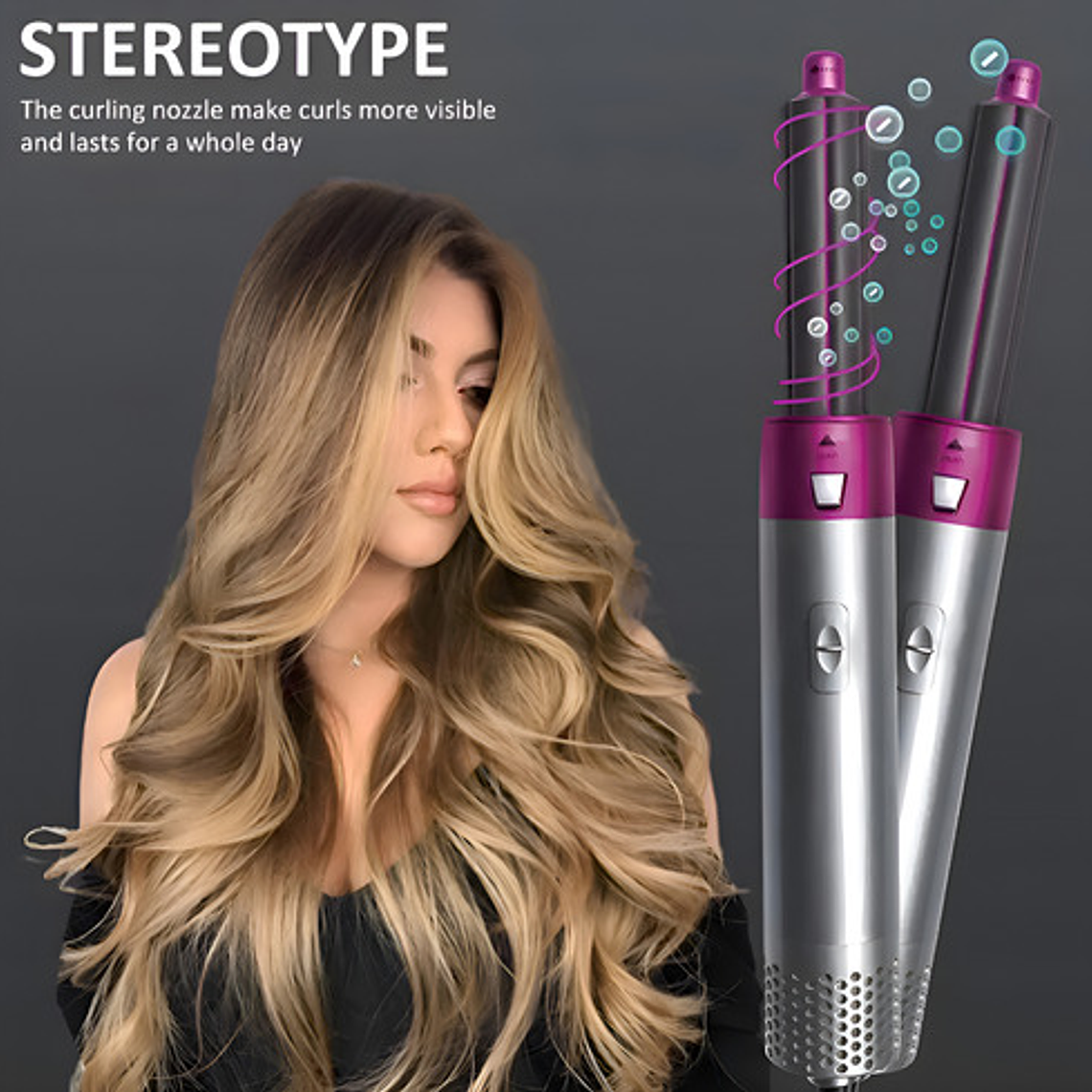 Cepillo Secador/alisador/voluminizador Genérica 5en1 Lila 8