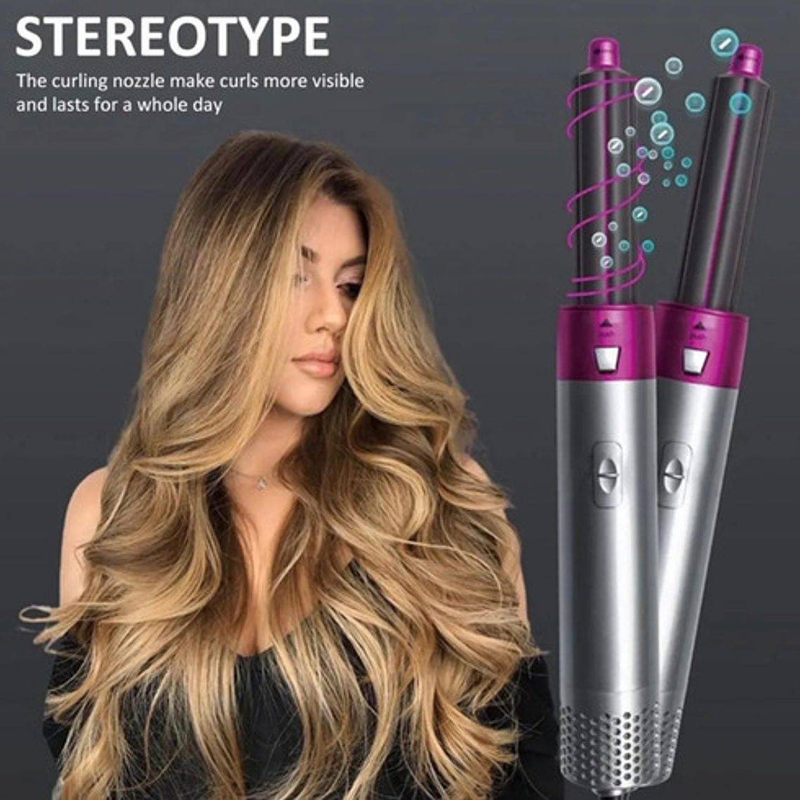 Cepillo Secador/alisador/voluminizador Genérica 5en1 Lila 8