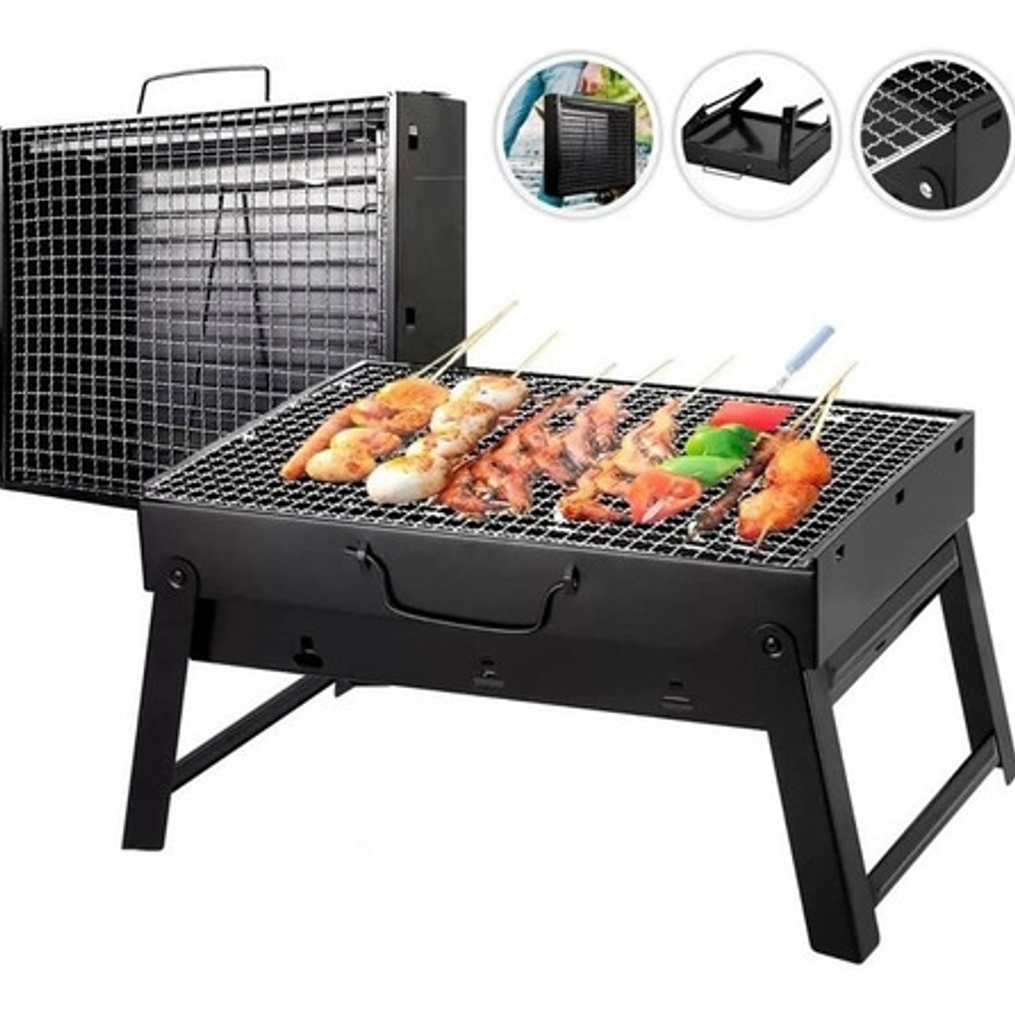 Parrilla Móvil Genérica Genérica 33cm De Ancho 30cm De Alto 23cm De Profundidad Negra 1