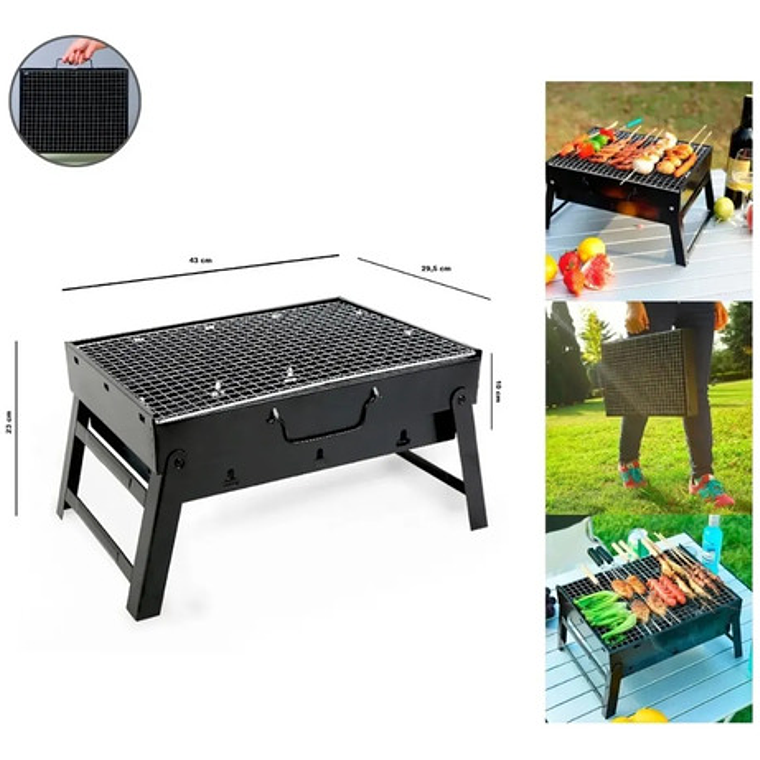 Parrilla Móvil Genérica Genérica 33cm De Ancho 30cm De Alto 23cm De Profundidad Negra 3