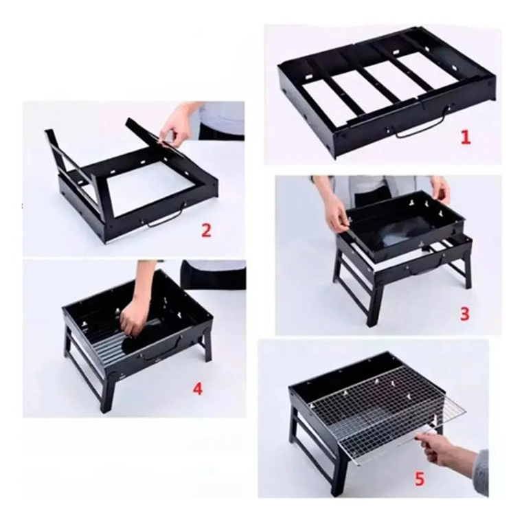 Parrilla Móvil Genérica Genérica 33cm De Ancho 30cm De Alto 23cm De Profundidad Negra 4