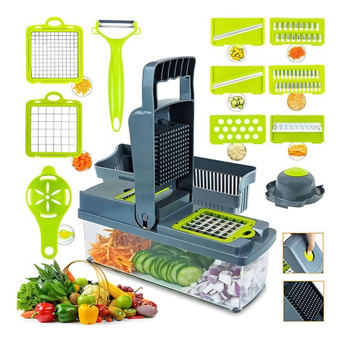 Mandolina Picador Cortador Rallador De Verduras 14 Piezas 1