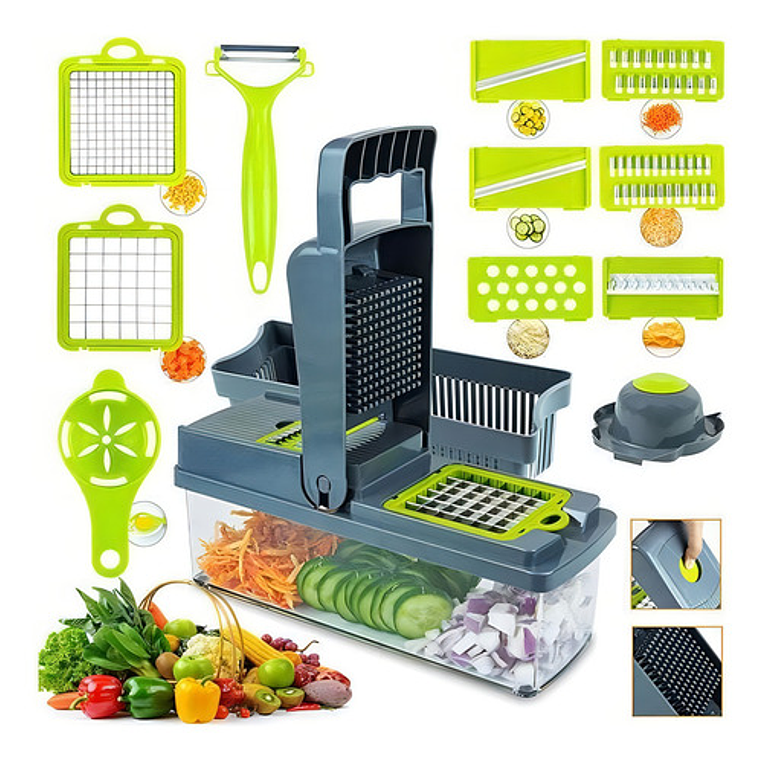 Mandolina Picador Cortador Rallador De Verduras 14 Piezas 1