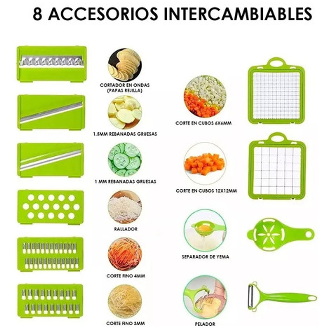 Mandolina Picador Cortador Rallador De Verduras 14 Piezas 5