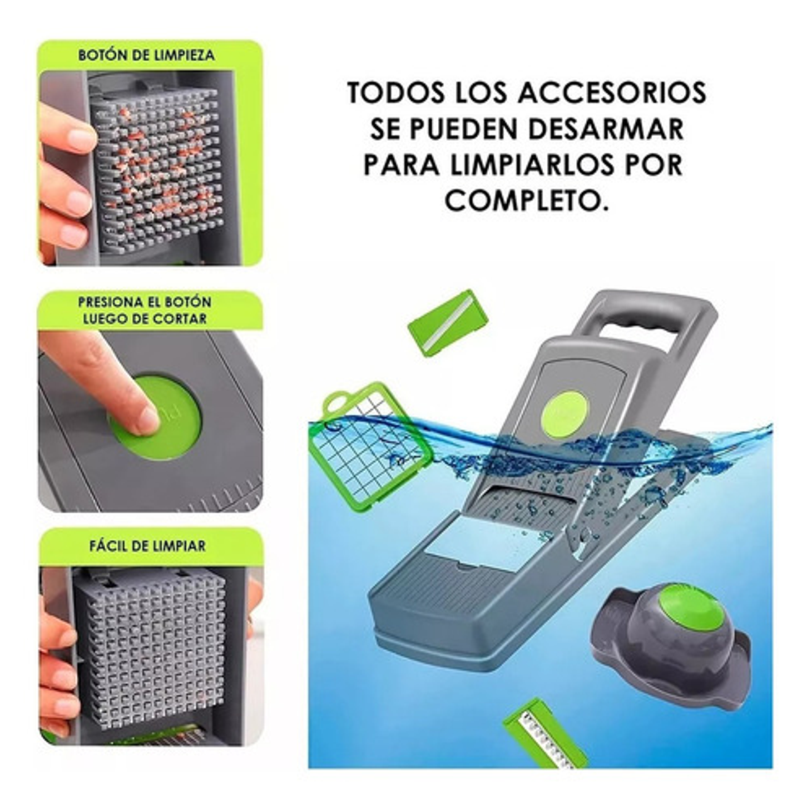 Mandolina Picador Cortador Rallador De Verduras 14 Piezas 9