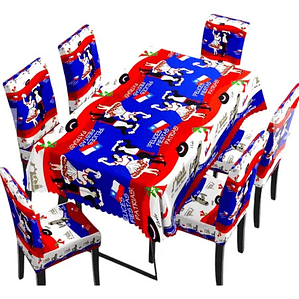 Set De Mantel + 6 Fundas Para Sillas Fechas Patrias