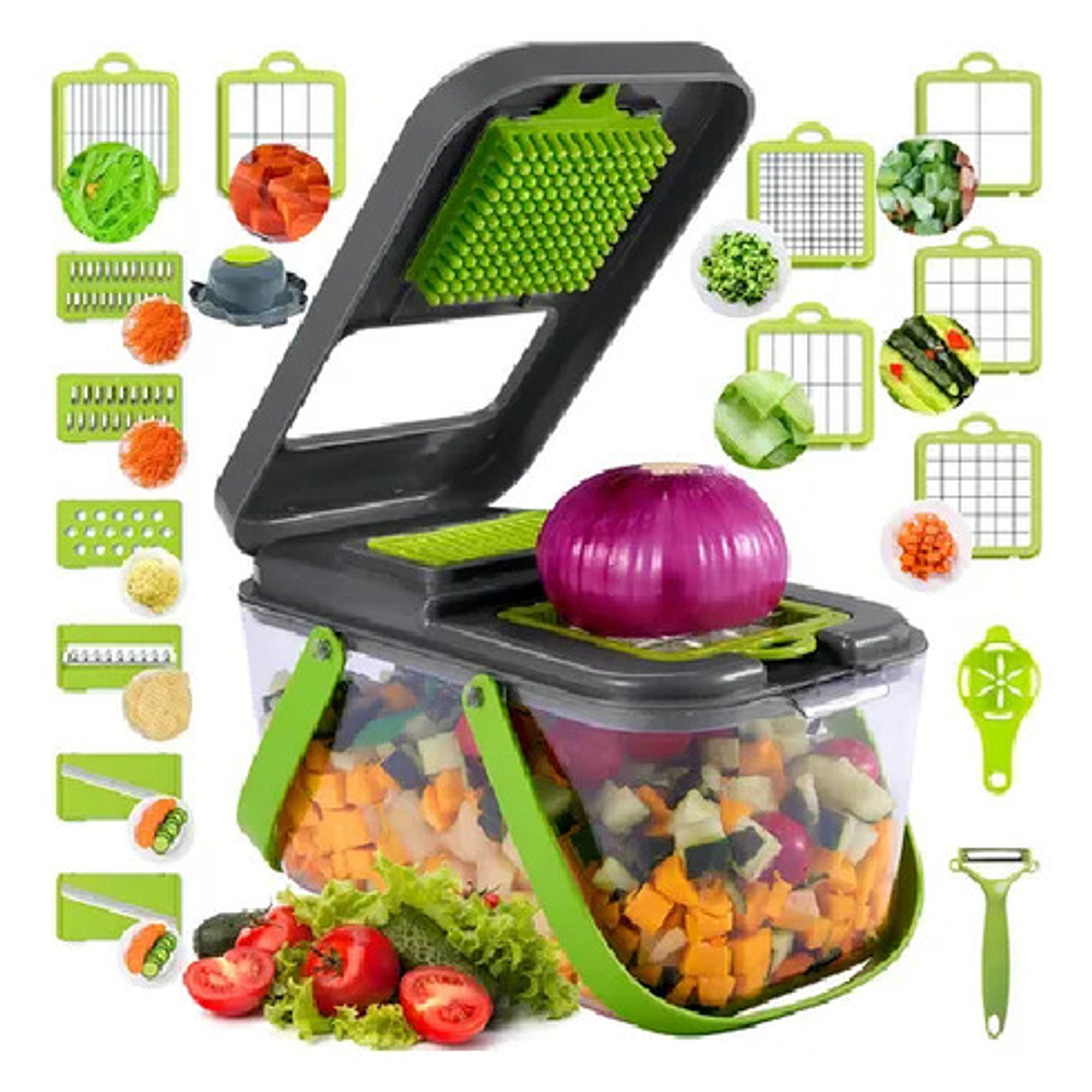 Cortador De Verduras Dali Imports Multi Picador 22 Piezas Acero Inoxidable Gris 1