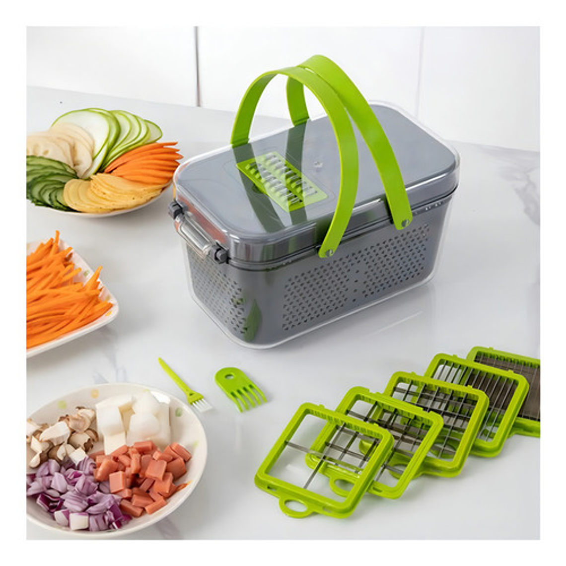 Cortador De Verduras Dali Imports Multi Picador 22 Piezas Acero Inoxidable Gris 5