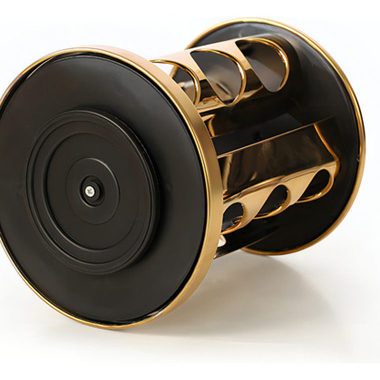 Especiero Giratorio Pettish Madera Bambú 3 Niveles 12 Frascos Vidrio Acero Dorado 5