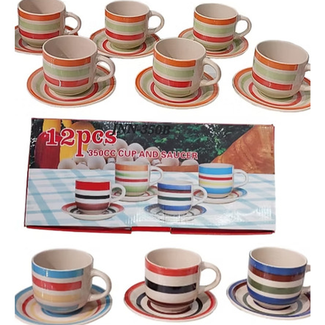 Set De Tazas 12 Piezas Colores 2