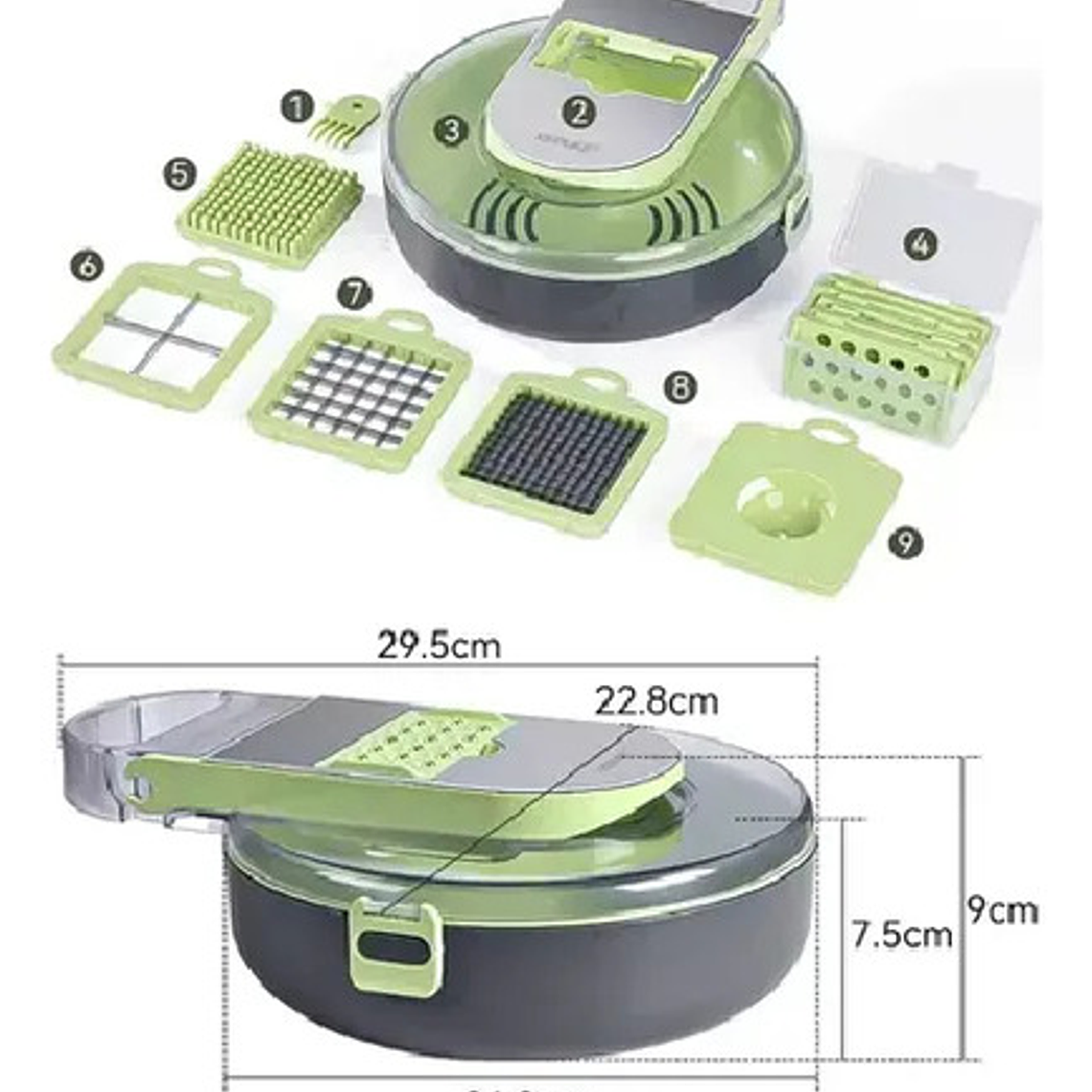 Cortador De Verduras Multifuncional Manual 9 En 1 2