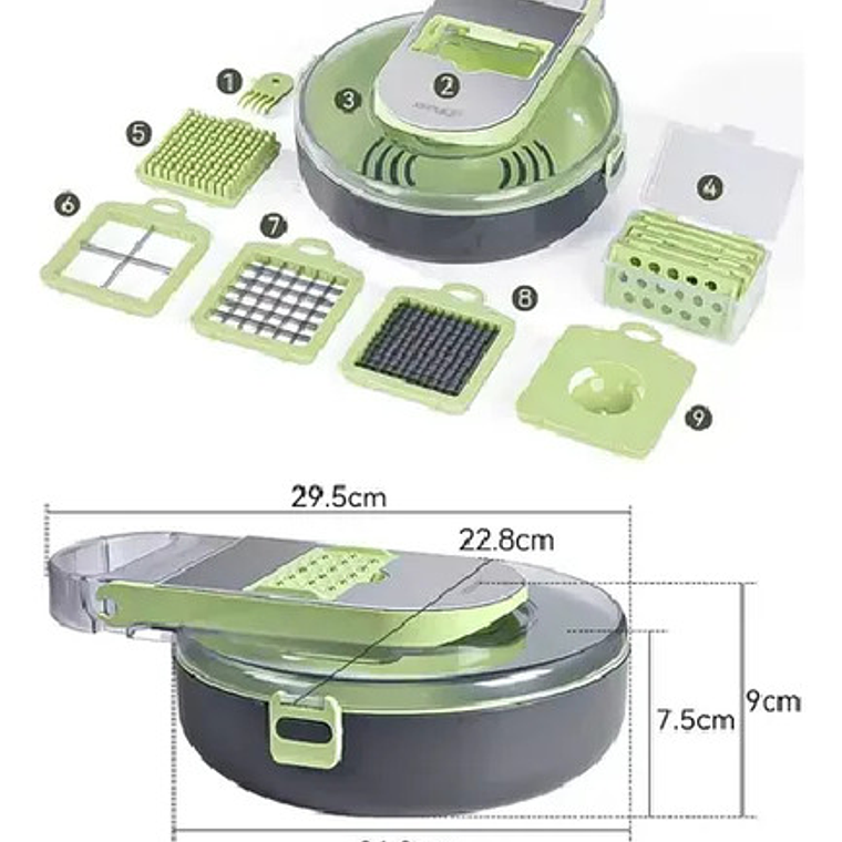 Cortador De Verduras Multifuncional Manual 9 En 1 2