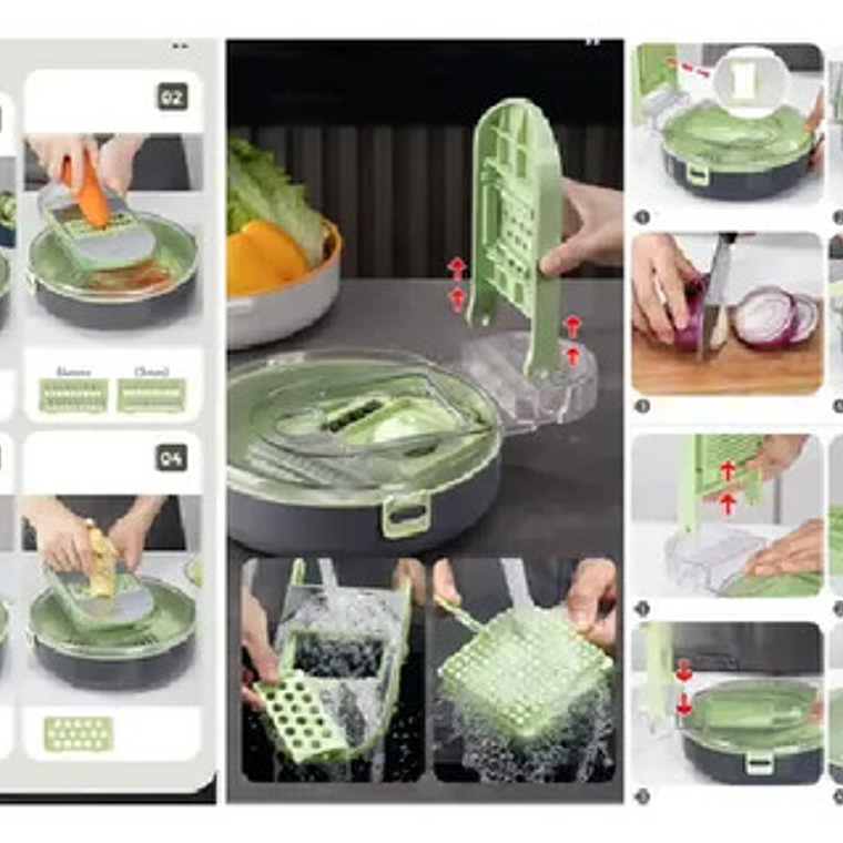 Cortador De Verduras Multifuncional Manual 9 En 1 4