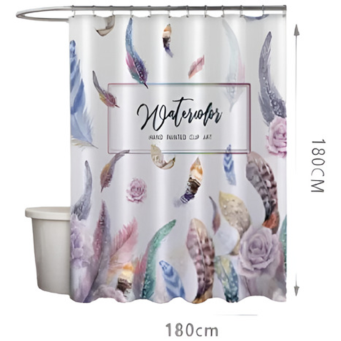 Cortina Ducha Baño 180x180 Elegante Plumas 1
