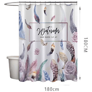Cortina Ducha Baño 180x180 Elegante Plumas 