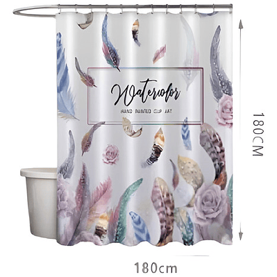 Cortina Ducha Baño 180x180 Elegante Plumas