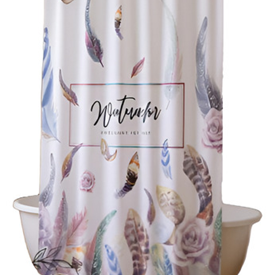 Cortina Ducha Baño 180x180 Elegante Plumas 2