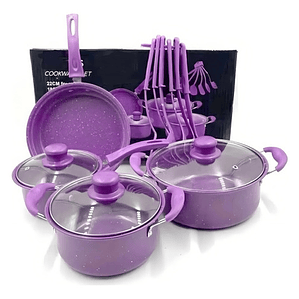Set De Ollas Antiadherentes Bateria De Cocina Sertenes 13 Pc Color Morado