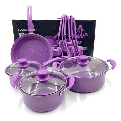 Set De Ollas Antiadherentes Bateria De Cocina Sertenes 13 Pc Color Morado