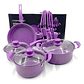 Set De Ollas Antiadherentes Bateria De Cocina Sertenes 13 Pc Color Morado - Miniatura 1