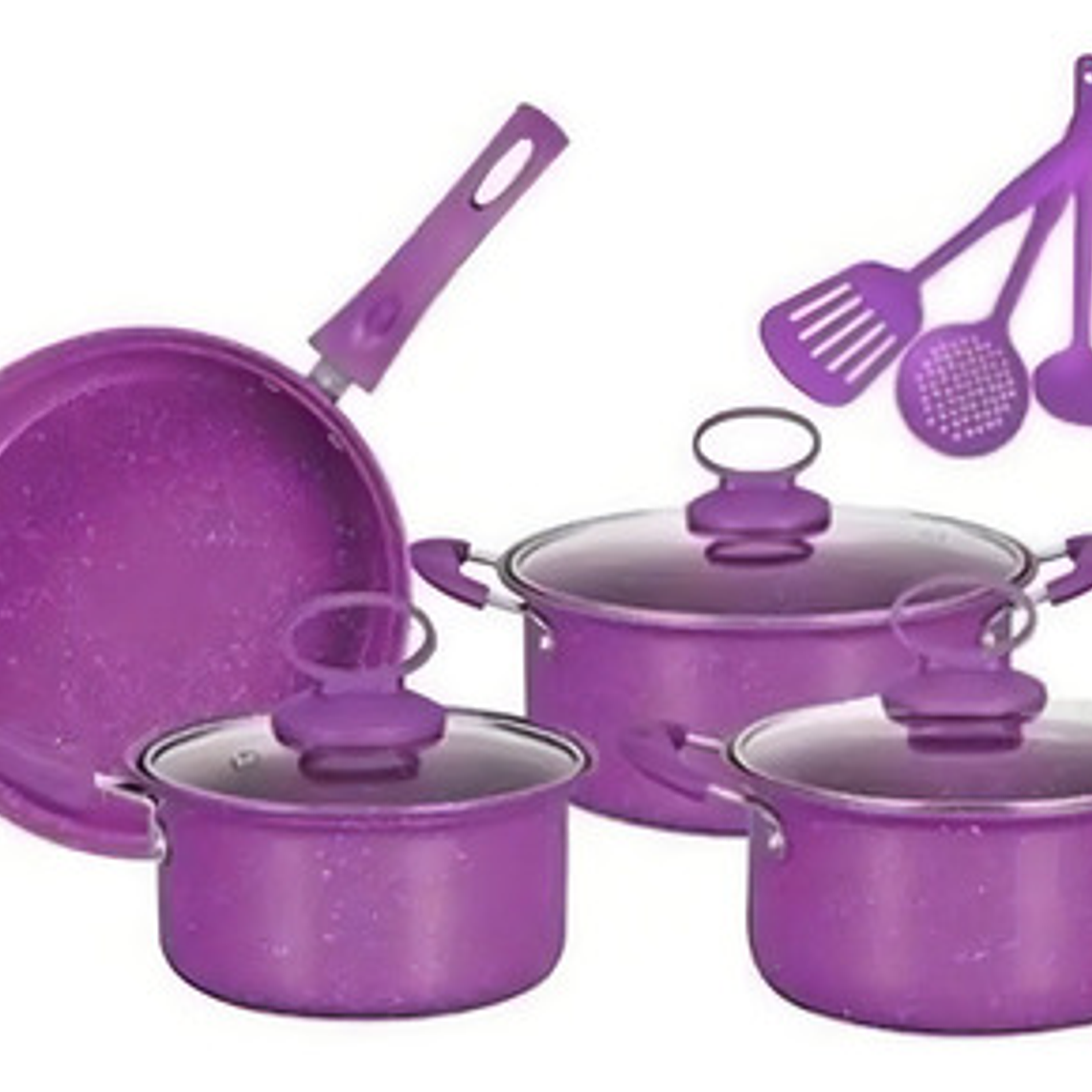 Set De Ollas Antiadherentes Bateria De Cocina Sertenes 13 Pc Color Morado 2
