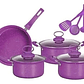 Set De Ollas Antiadherentes Bateria De Cocina Sertenes 13 Pc Color Morado - Miniatura 2