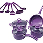 Set De Ollas Antiadherentes Bateria De Cocina Sertenes 13 Pc Color Morado - Miniatura 3
