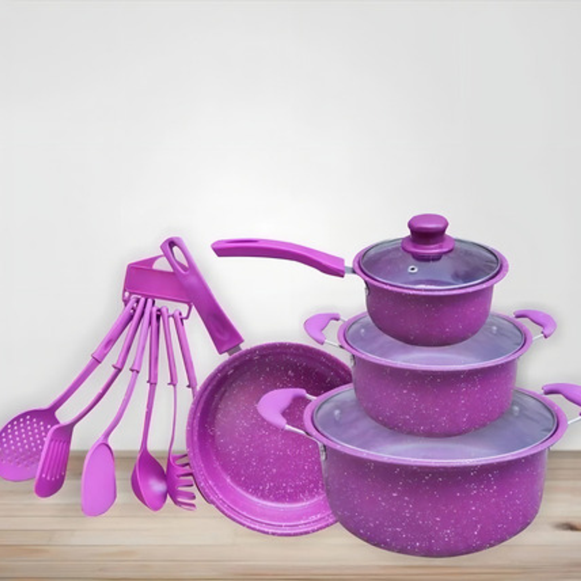 Set De Ollas Antiadherentes Bateria De Cocina Sertenes 13 Pc Color Morado 7